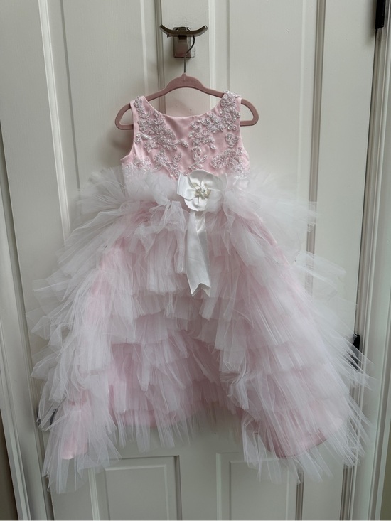 Other - NWOT Pink Tulle Beaded Floral Appliqué Girls' 4 Pageant Party Sleeveless Dress